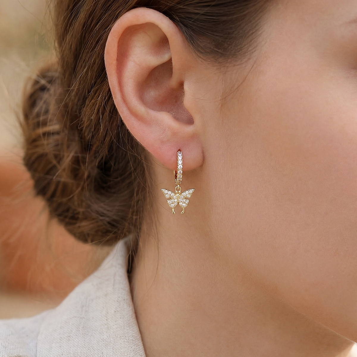 Women's Exquisite Zircon Butterfly Earrings, Fashionable